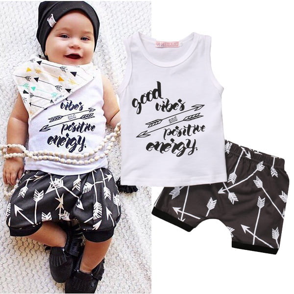 US Toddler Newborn Kids Baby Boy Clothes T-shirt Tops+Short Pants Summer Outfits 